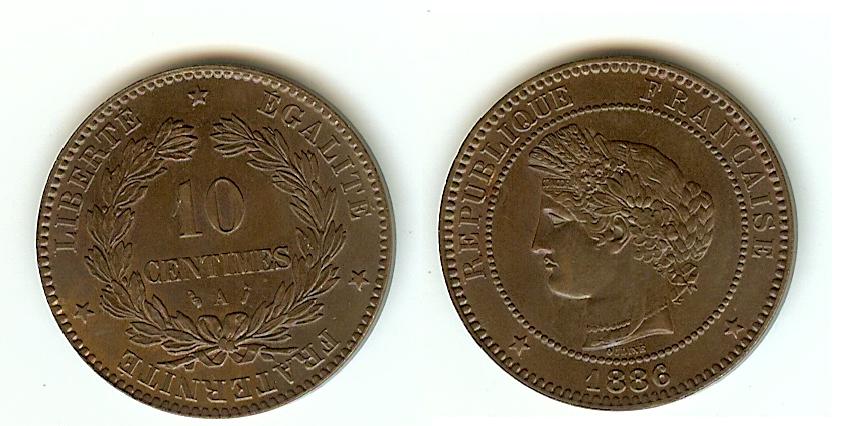 10 centimes Cérès 1886 Paris SPL-
